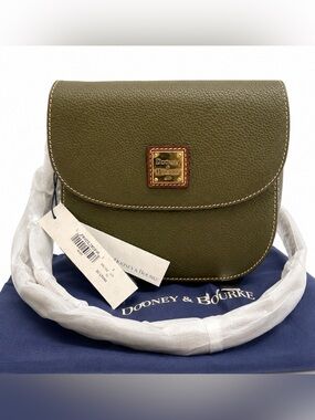 Dooney & Bourke Olive Green Pebble Leather Crossbody Bag NWT